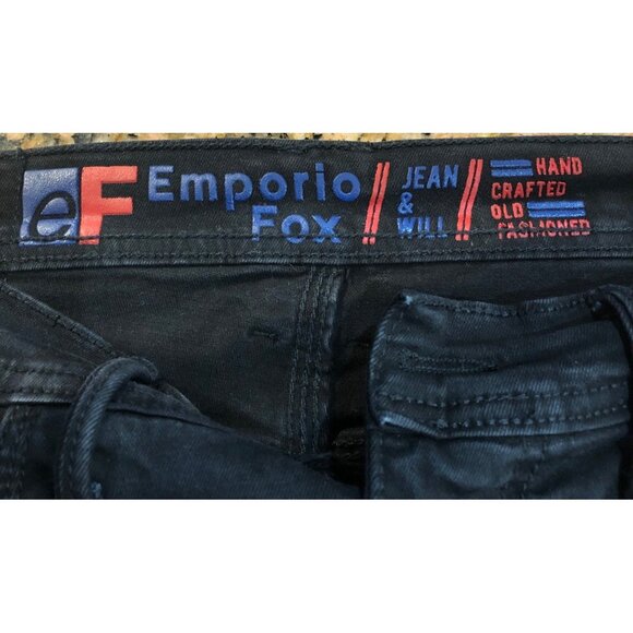 Emporio 10X Black Distressed Cargo Jogger Jeans Size M Slim Fit Denim - Picture 7 of 12